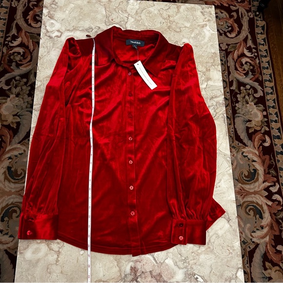 NWT ModCloth Red Velvet Be Buzzworthy Blouse Large - Picture 10 of 11